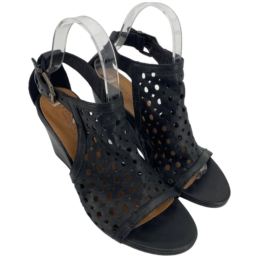 Fabianelli women 6.5 leather wedge gladiator sandal bootie laser cut sandals